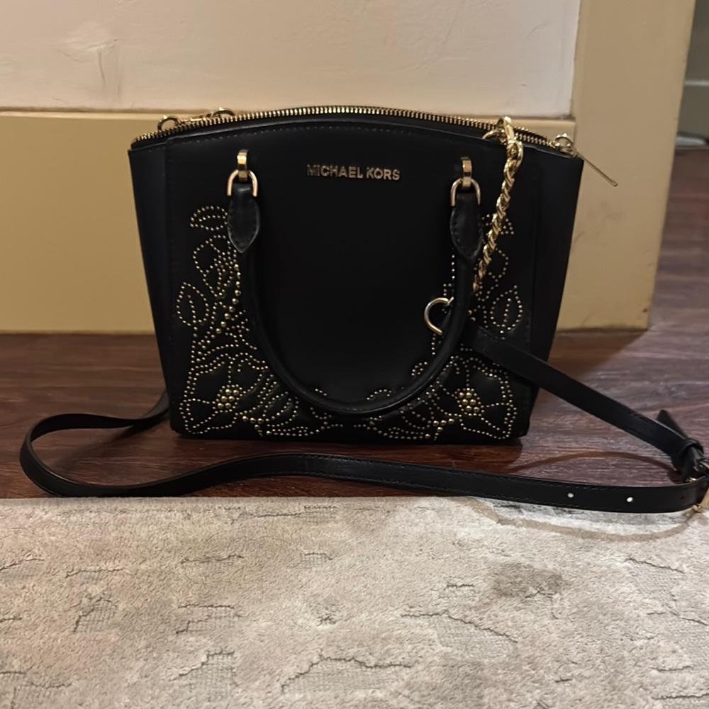 Michael Kors Black and Gold Crossbody Bag